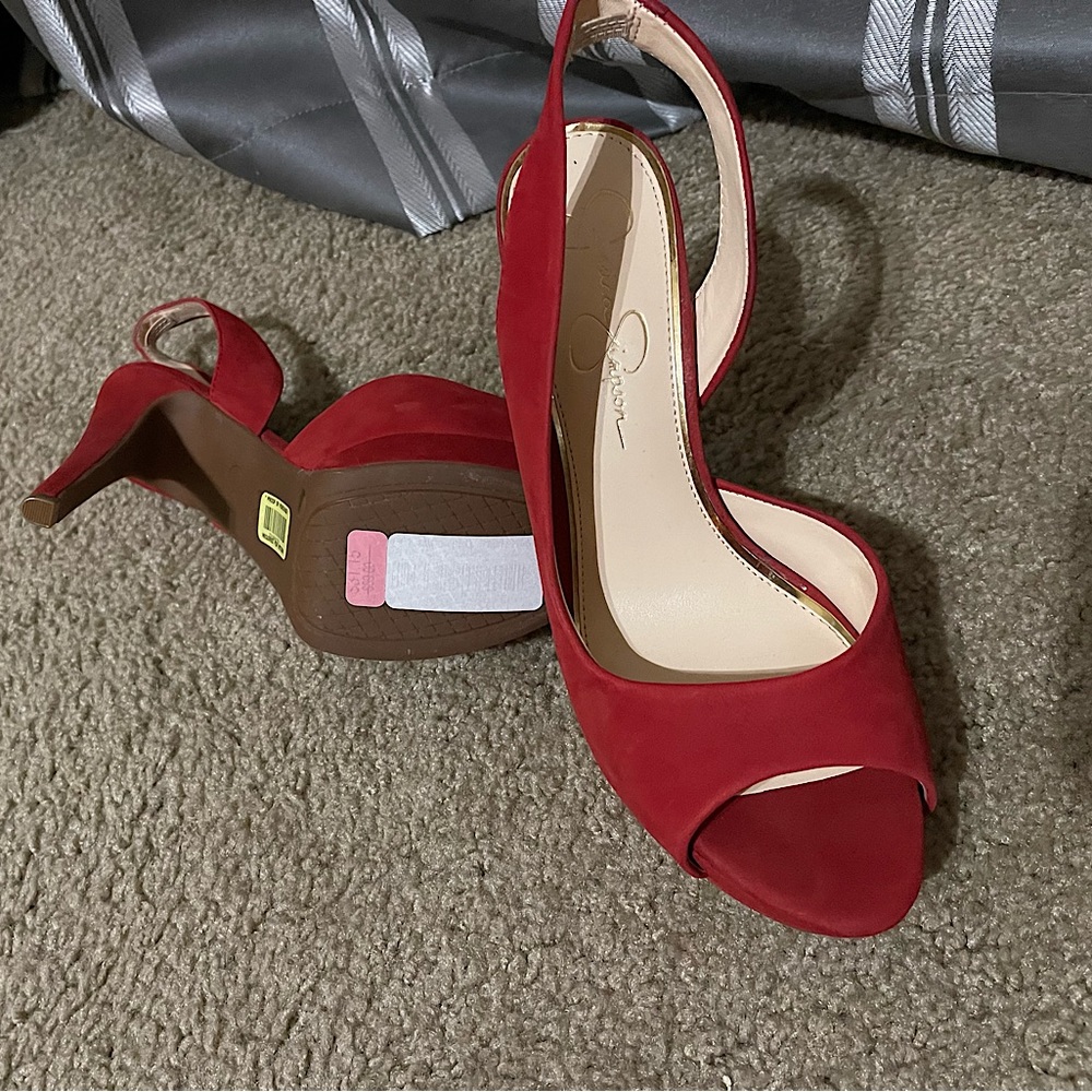 Jessica Simpson red leather heels Size 8.5 NWOT